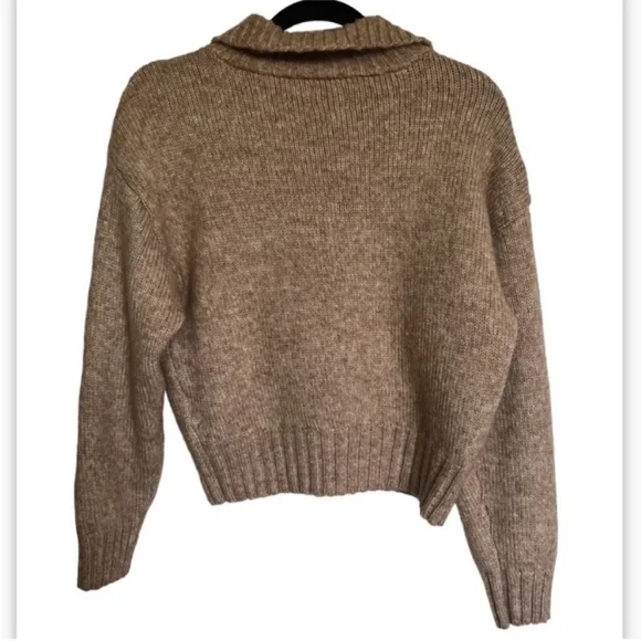 American Eagle Half Zip Oversized Cozy Tan Sweater - Picture 7 of 7